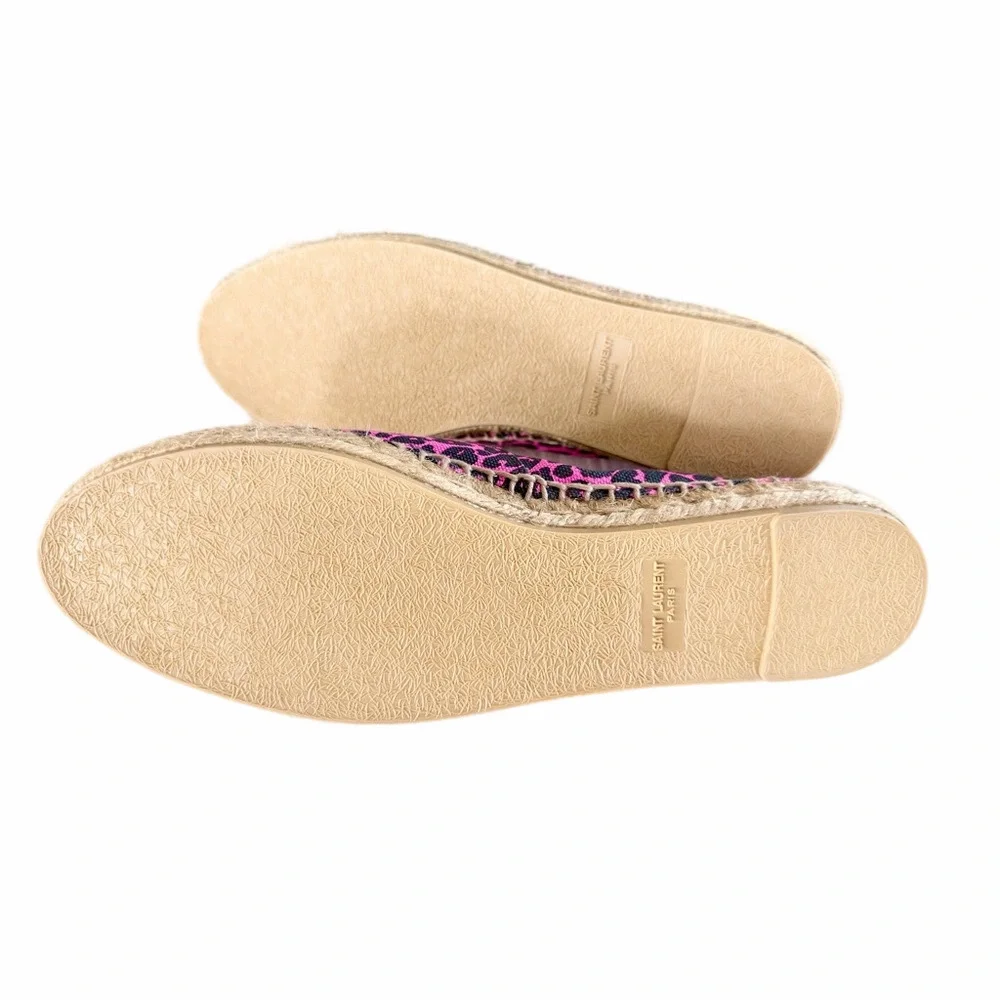 Ysl Pink Heart Animal Print Espadrilles- 36.5